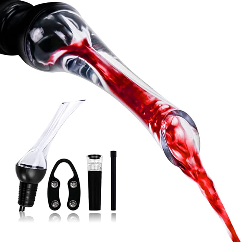 Wine Aerator Pour - เครื่องเติมอากาศสำหรับไวน์ รุ่นพรีเมียม ปี 2021 พร้อมจุกสุญญากาศและที่ตัดฟอยล์ อุปกรณ์เสริมสำหรับไวน์