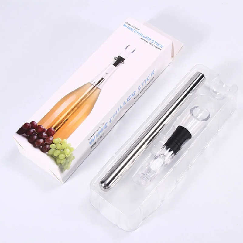 Wine Aerator Pour - แท่งทำความเย็นไวน์สแตนเลส พร้อมหัวเติมอากาศและที่เทไวน์ อุปกรณ์ทำความเย็นไวน์อย่างรวดเร็วสำหรับบาร์ ของขวัญสำหรับคนรักไวน์