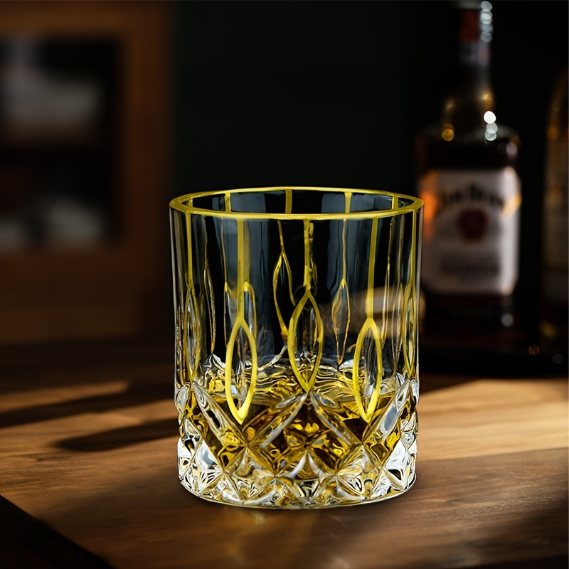 Whisky Beer And Wine - แก้ววิสกี้เส้นสีทองสำหรับใส่ในไวน์วิสกี้อุปกรณ์บาร์ค็อกเทลเบียร์หลากสีทองแก้วน้ำกาแฟในบ้าน